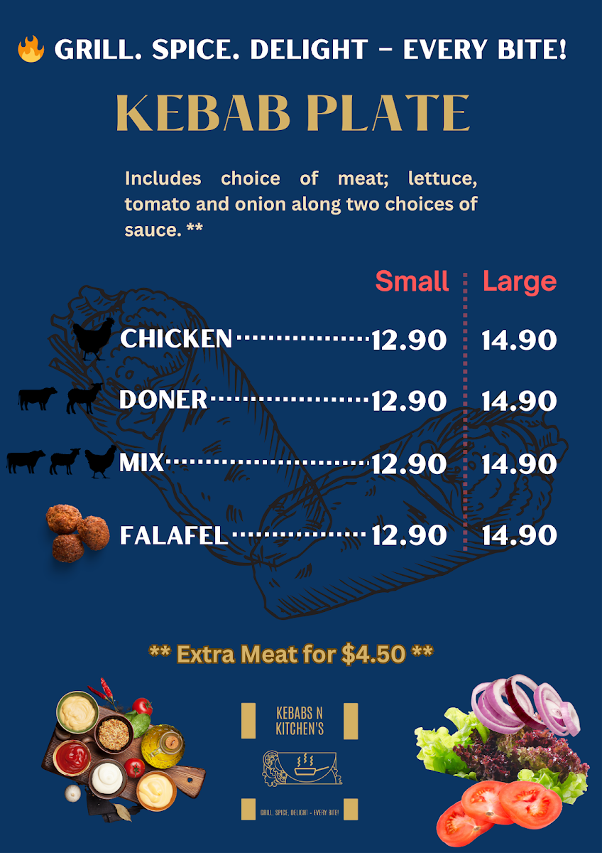 Menu, Kebabs N Kitchens