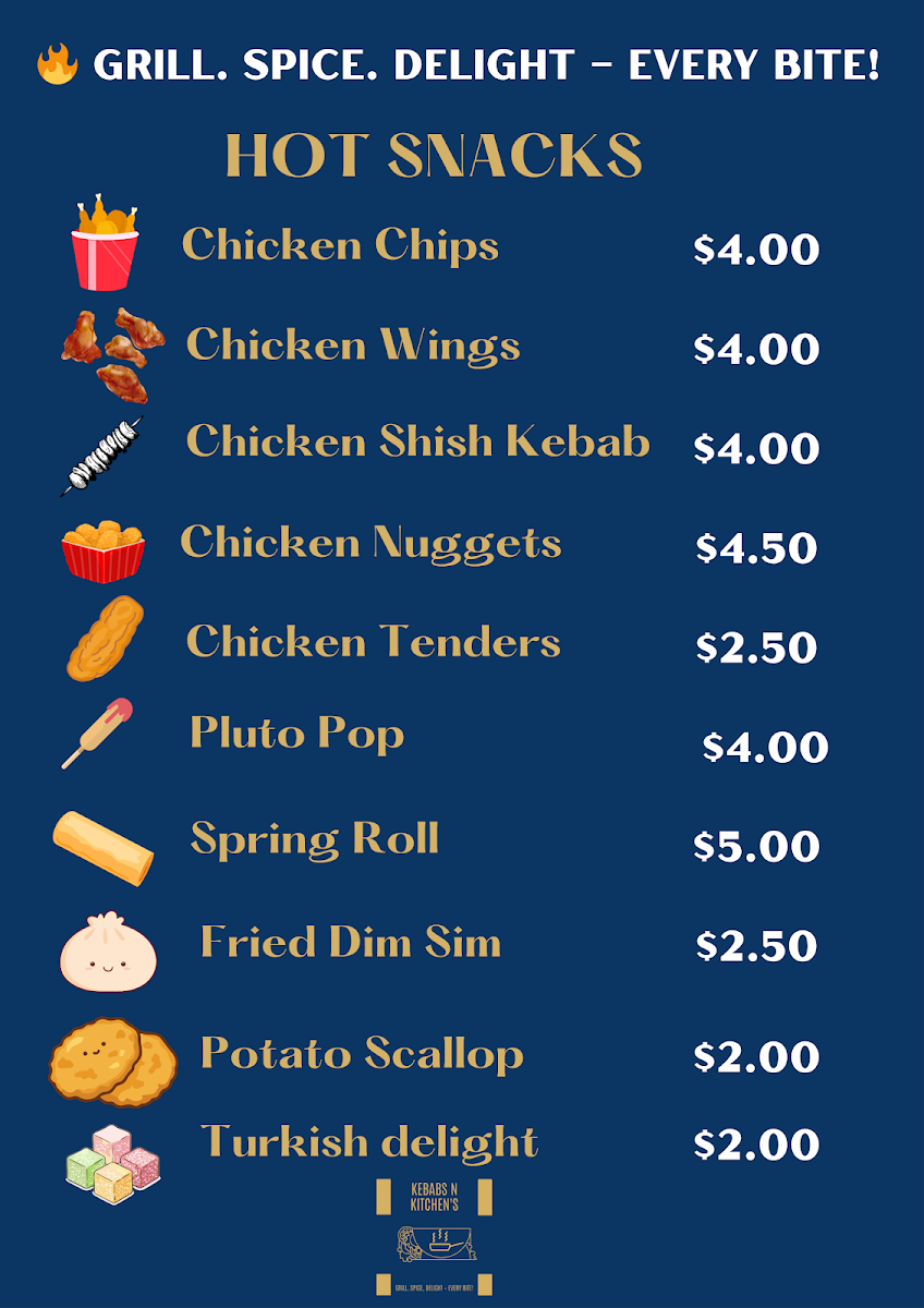 Menu, Kebabs N Kitchens