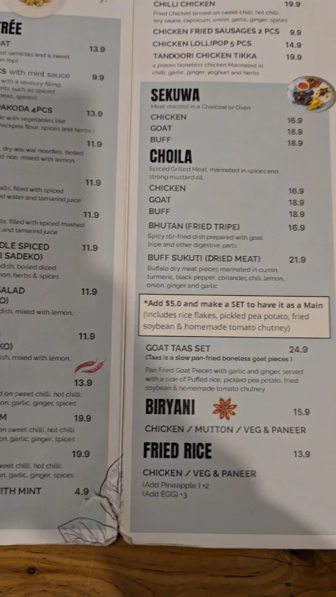 Menu, The momos