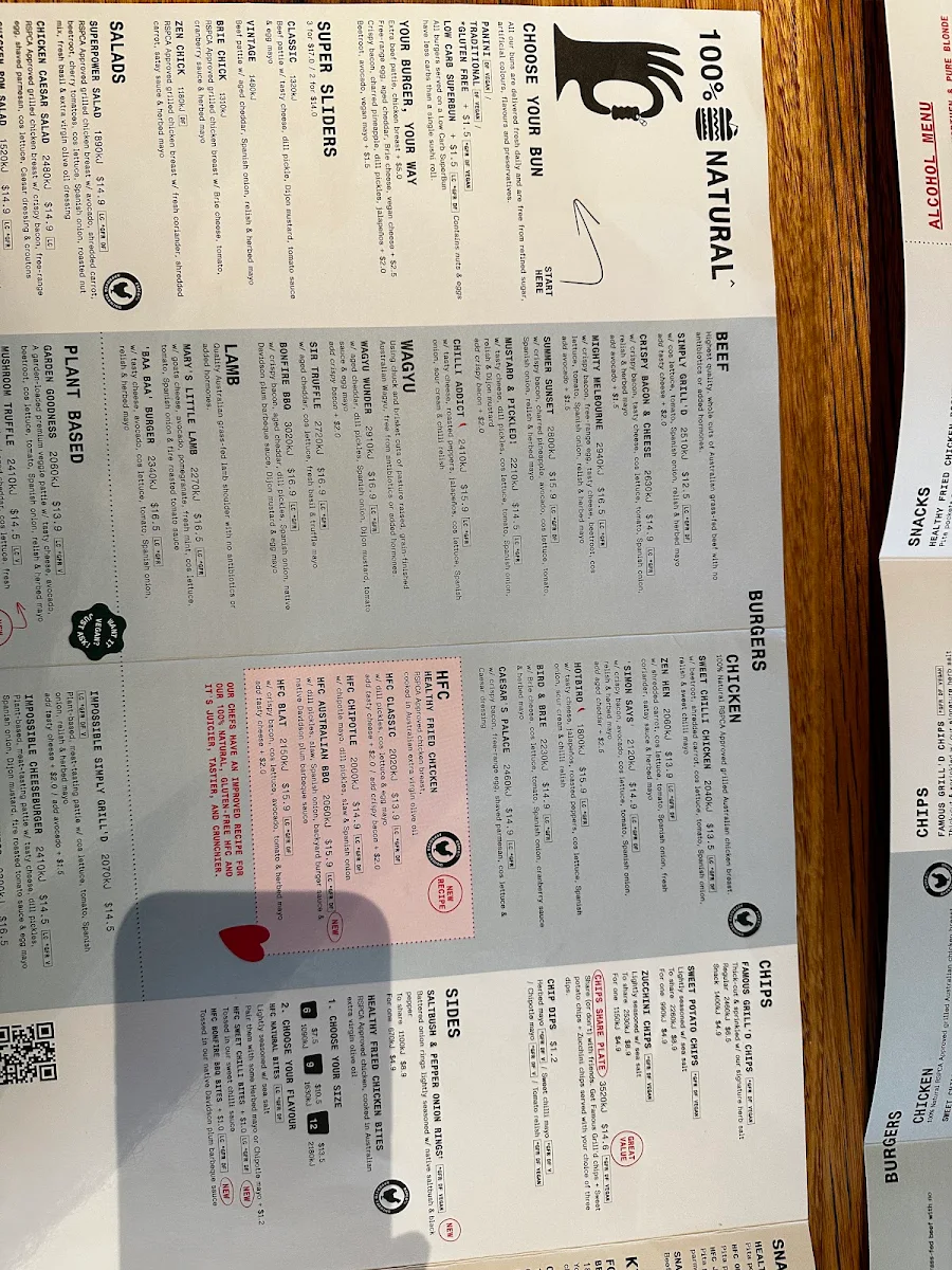 Menu, Grill'd Burgers - Watergardens