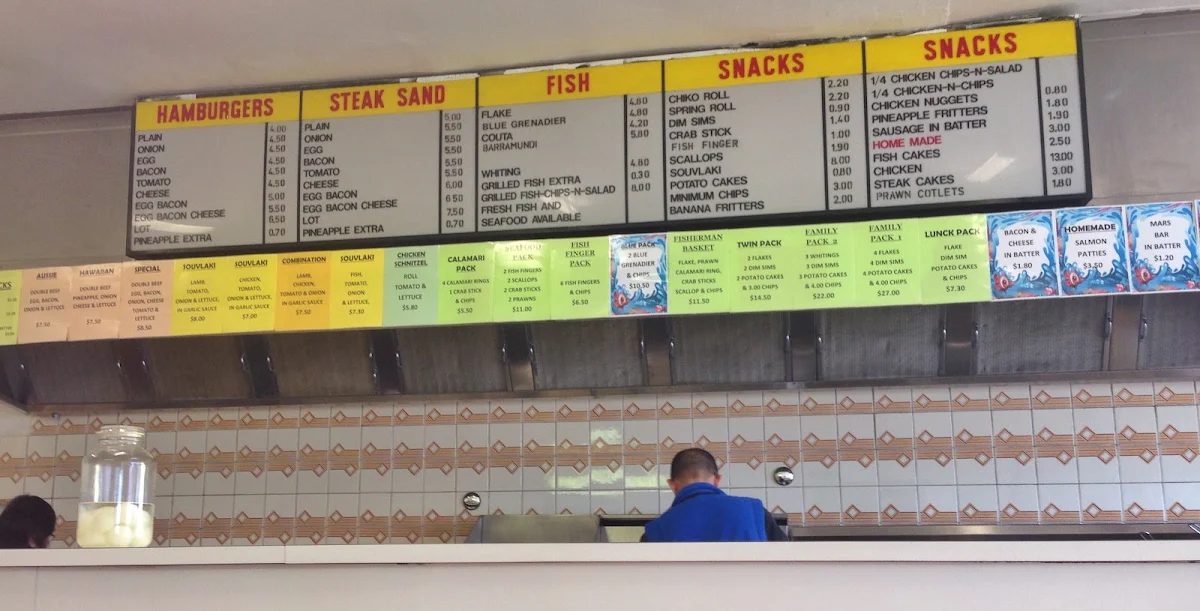 Menu, The Mall Fish & Chip Shop