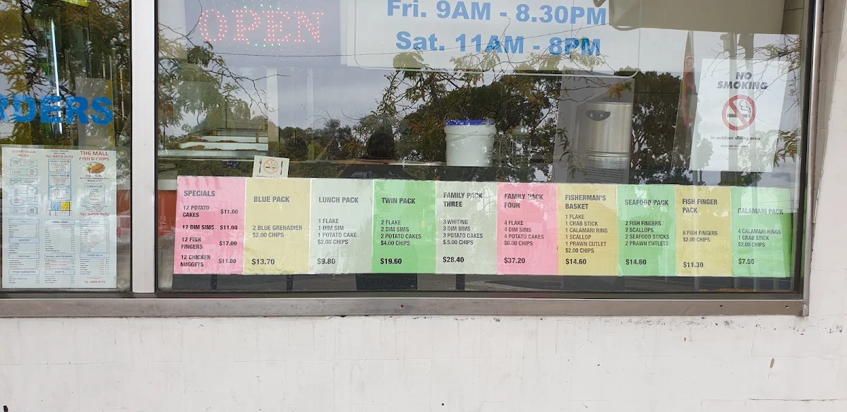 Menu, The Mall Fish & Chip Shop