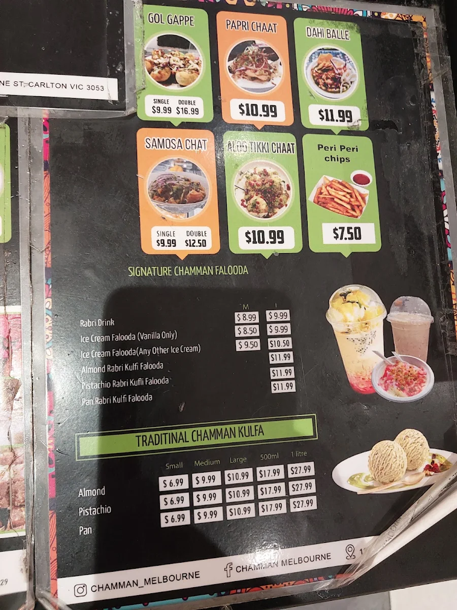 Menu, Chamman Ice Cream & Street Food Tarneit