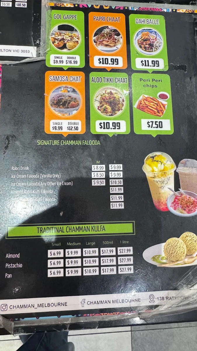 Menu, Chamman Ice Cream & Street Food Tarneit