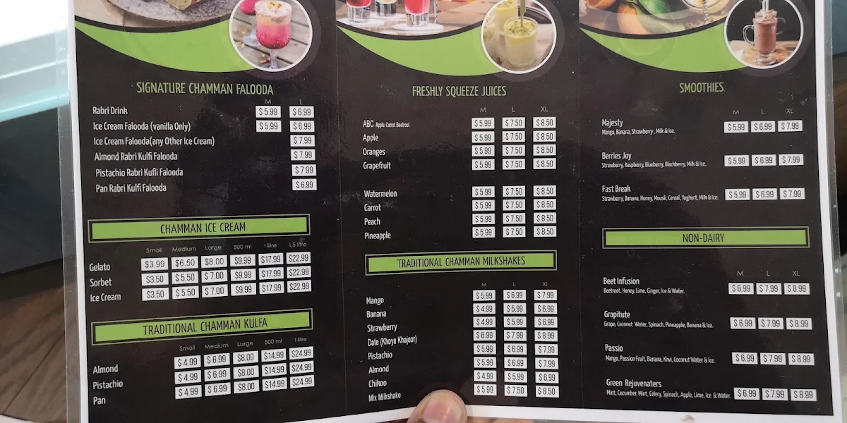 Menu, Chamman Ice Cream & Street Food Tarneit