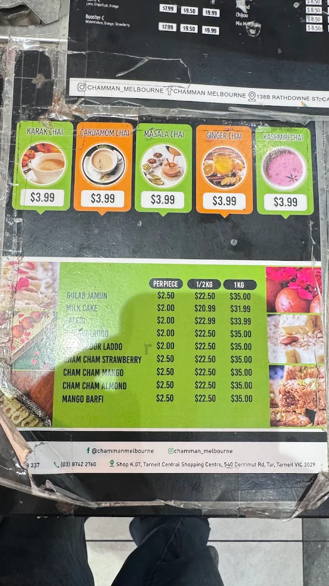 Menu, Chamman Ice Cream & Street Food Tarneit