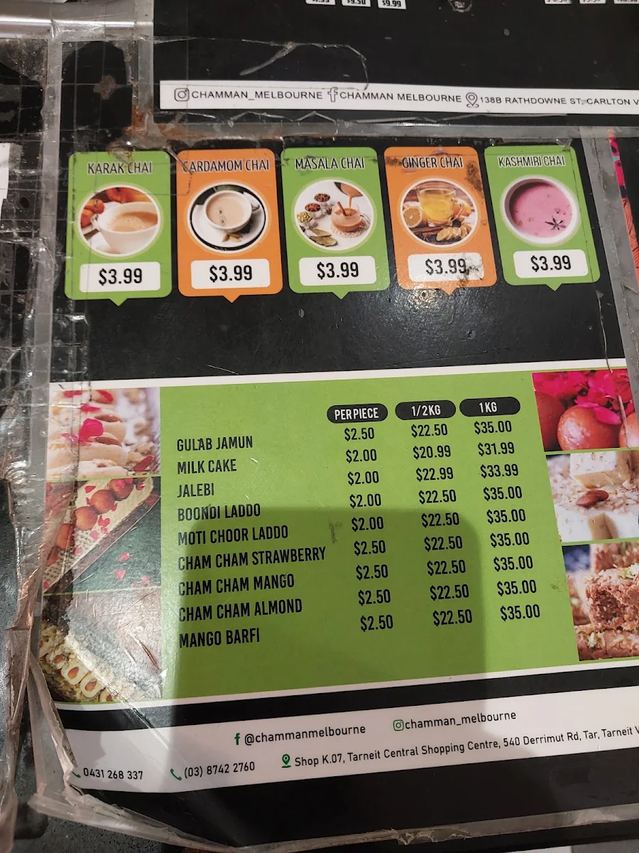 Menu, Chamman Ice Cream & Street Food Tarneit