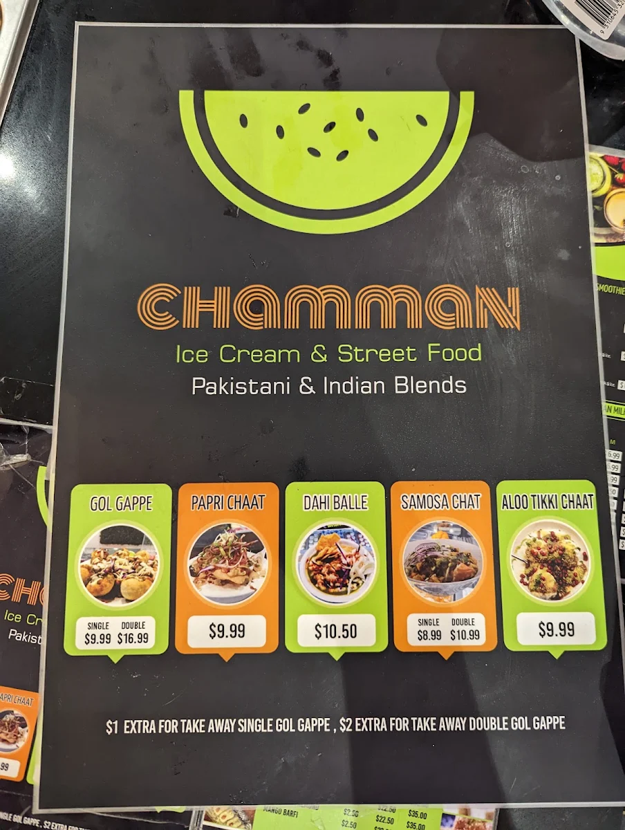 Menu, Chamman Ice Cream & Street Food Tarneit
