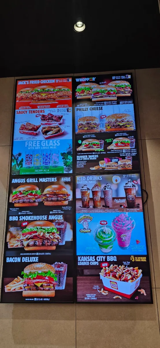 Menu, Hungry Jack's Burgers Swanston Street