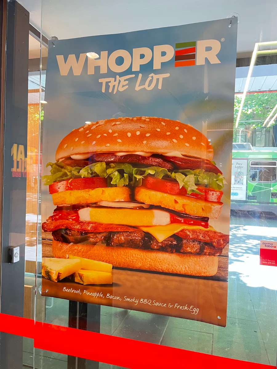 Menu, Hungry Jack's Burgers Swanston Street