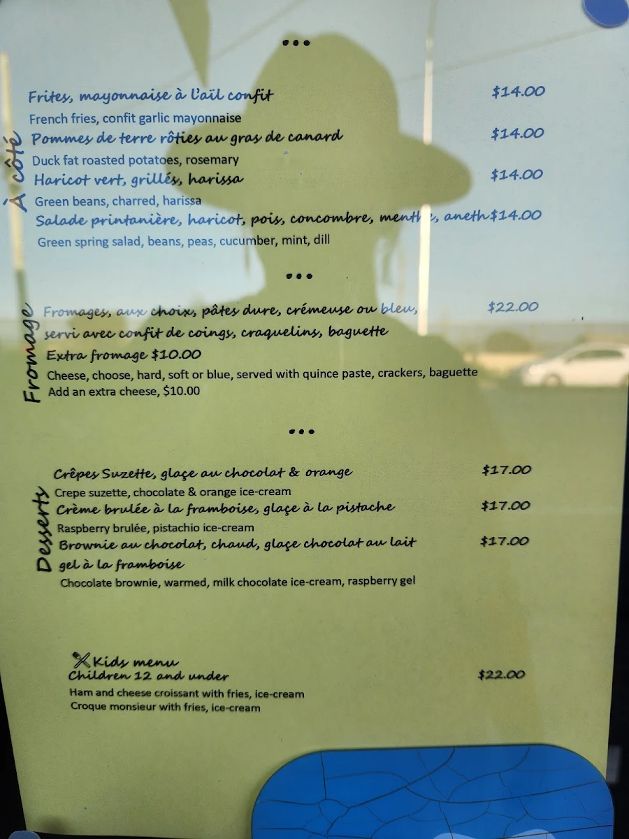Menu, The Little French Deli