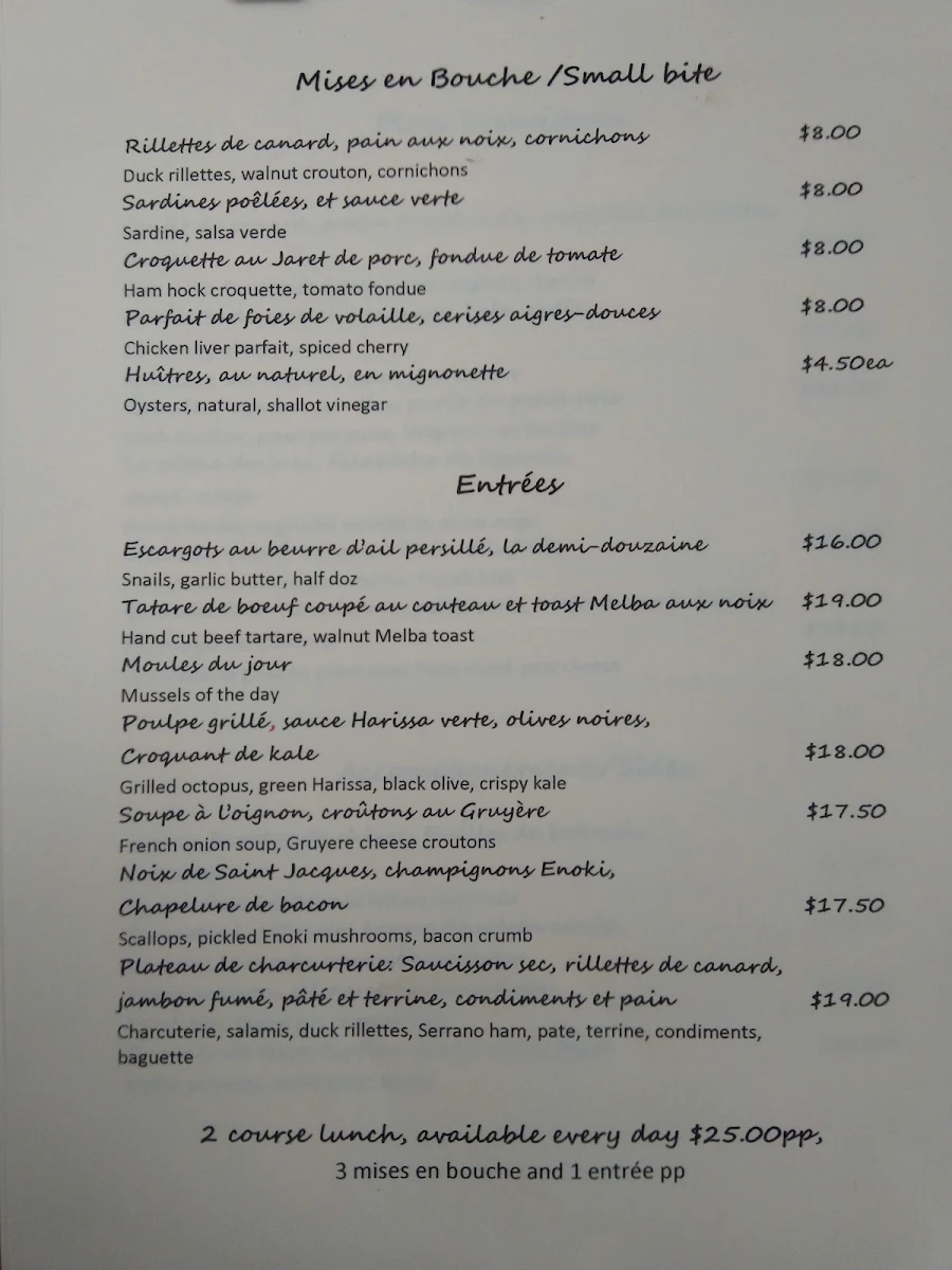 Menu, The Little French Deli