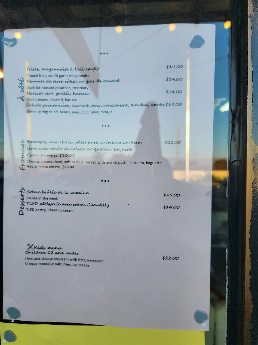 Menu, The Little French Deli