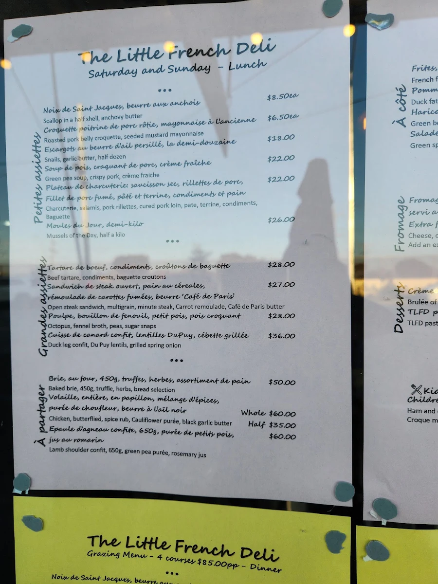 Menu, The Little French Deli