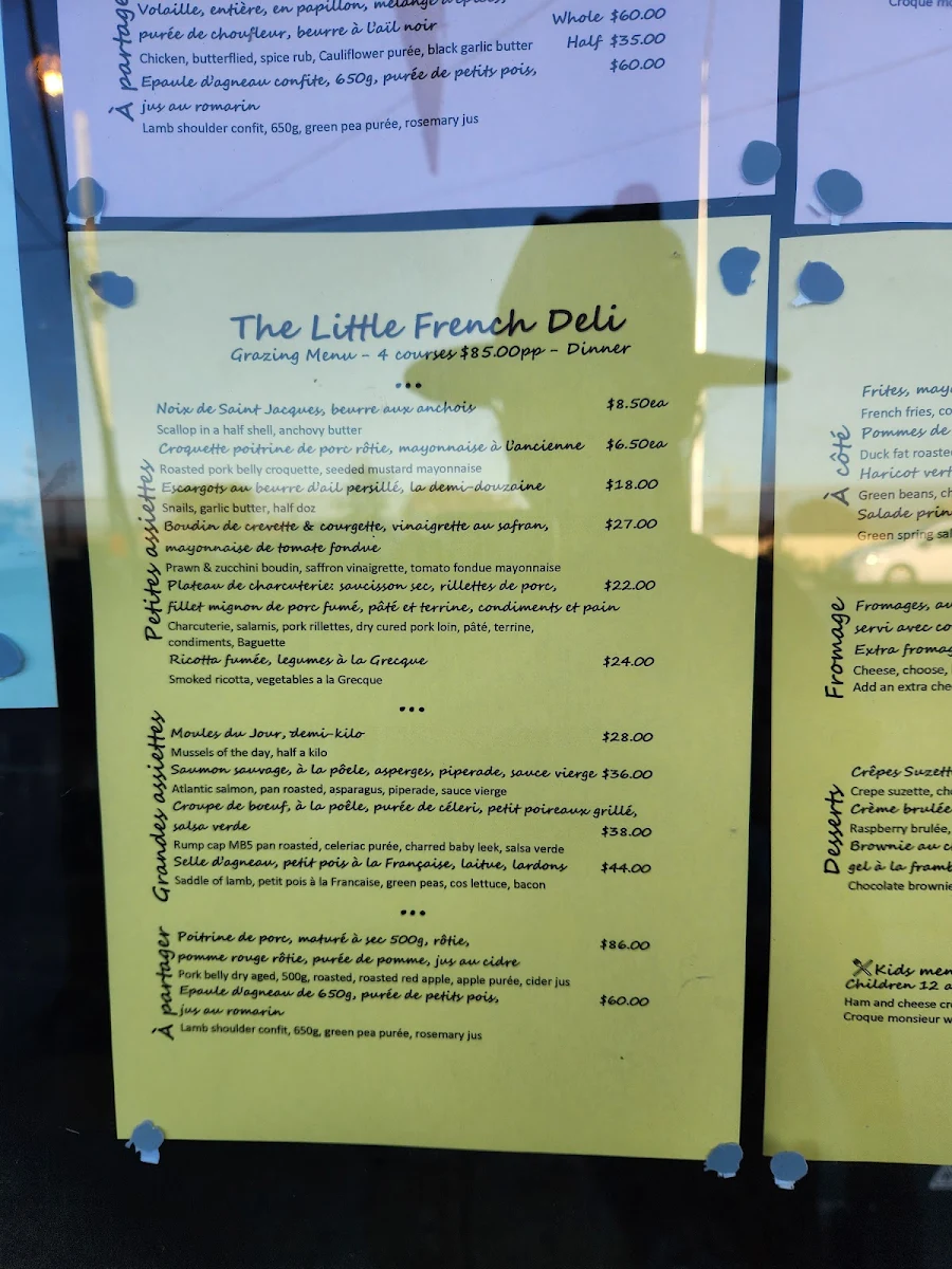 Menu, The Little French Deli