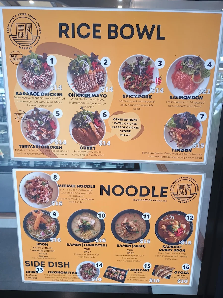 Menu, MEEMEE SUSHI & CHICKEN
