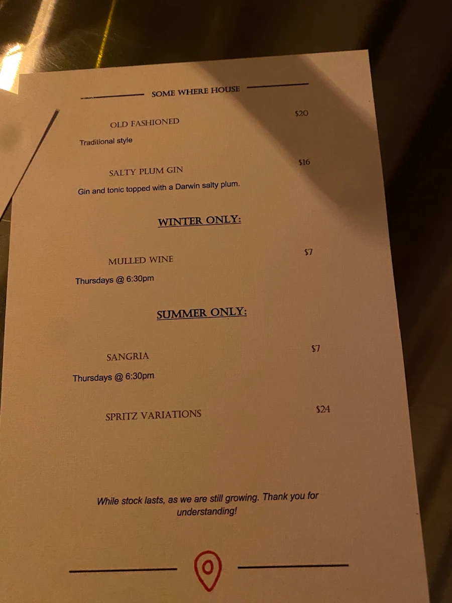 Menu, Some Where House