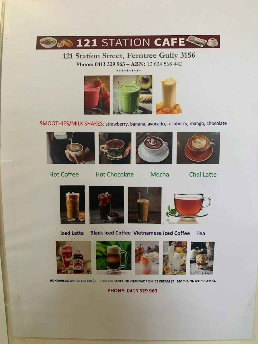 Menu, 121 STATION CAFÉ