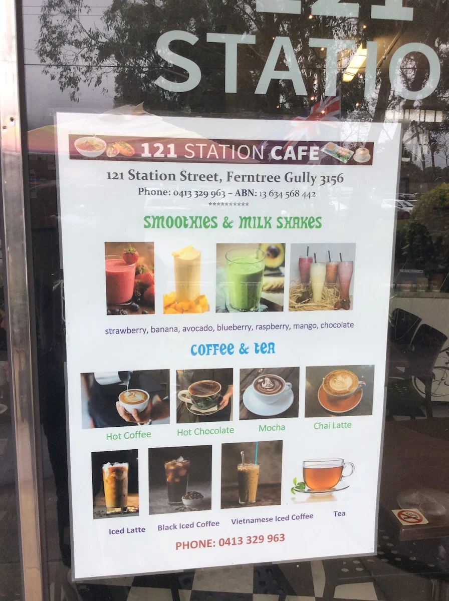 Menu, 121 STATION CAFÉ