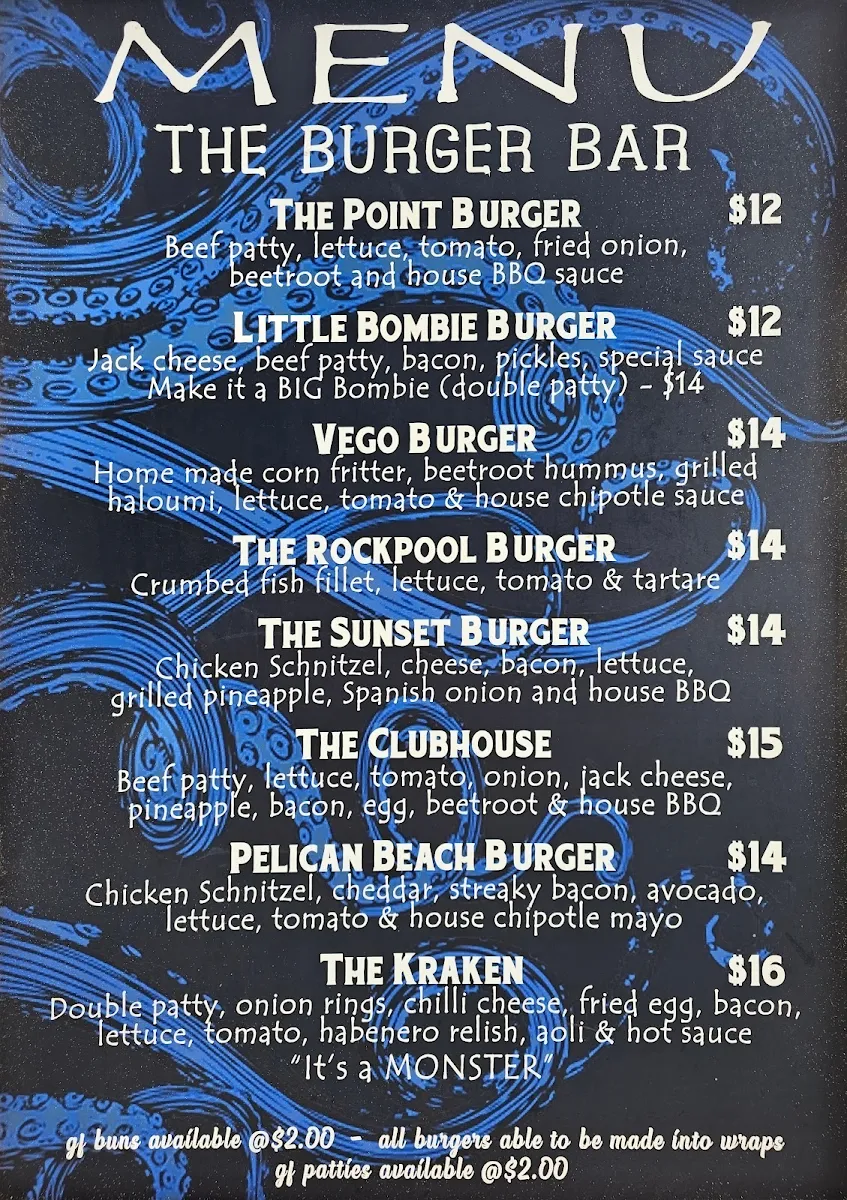 Menu, The Kraken Kiosk