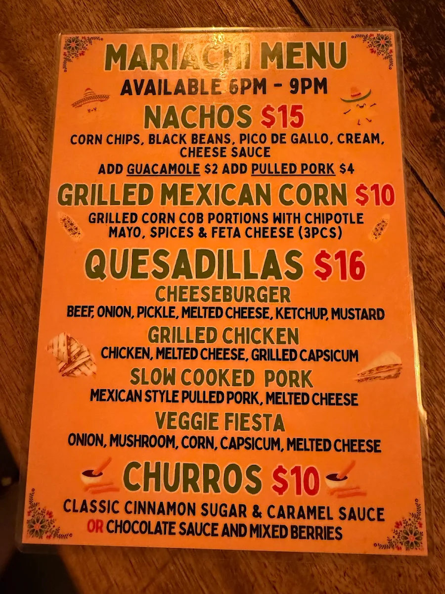 Menu, Brooklyn Standard