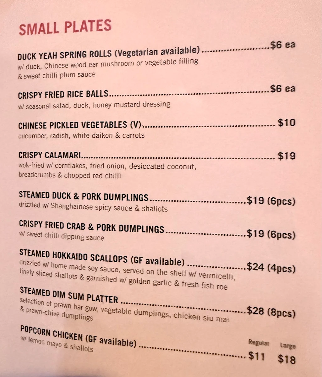 Menu, Holy Duck!