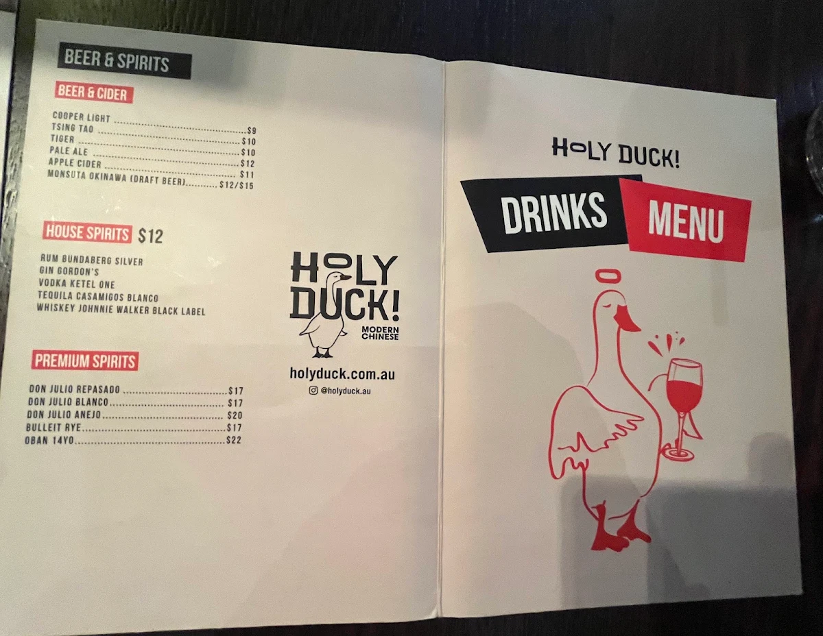 Menu, Holy Duck!