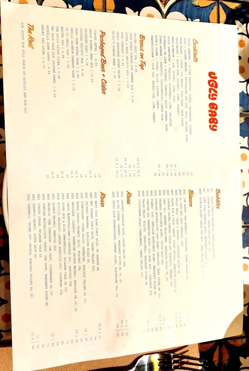 Menu, Ugly Baby