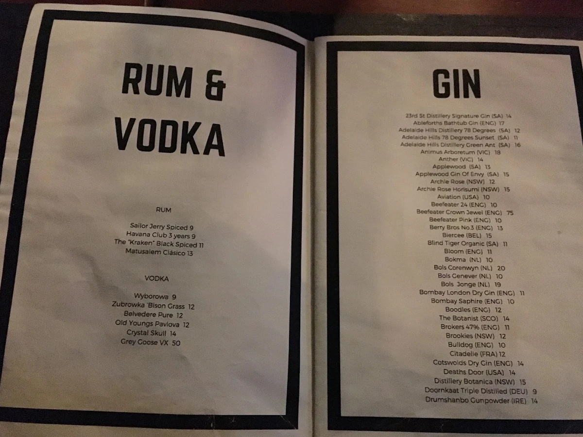 Menu, Frisk. Small Bar