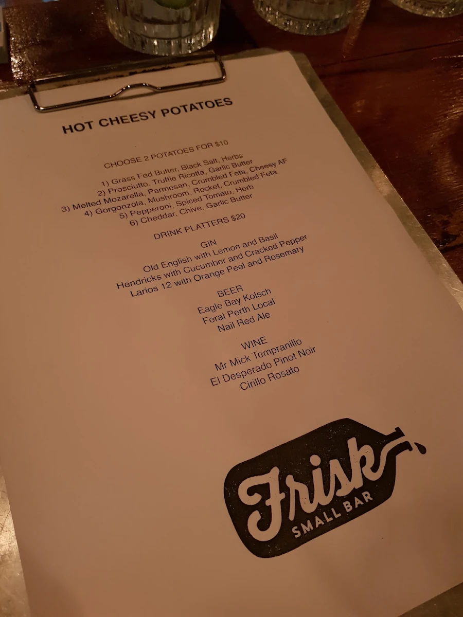 Menu, Frisk. Small Bar