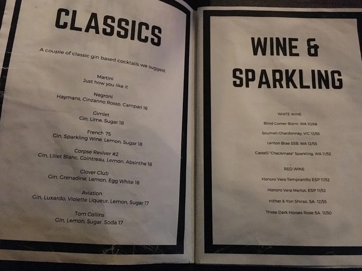 Menu, Frisk. Small Bar