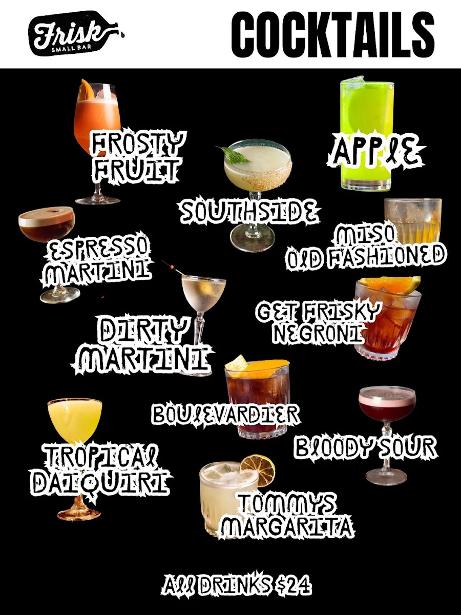 Menu, Frisk. Small Bar