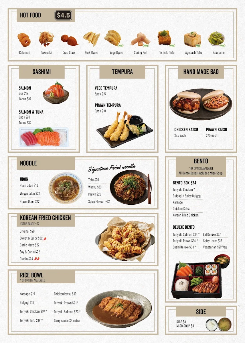 Menu, KORA SUSHI