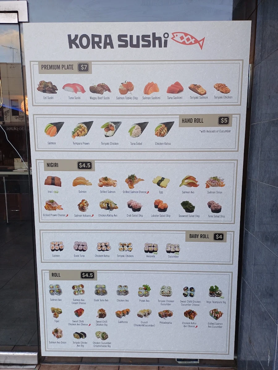 Menu, KORA SUSHI