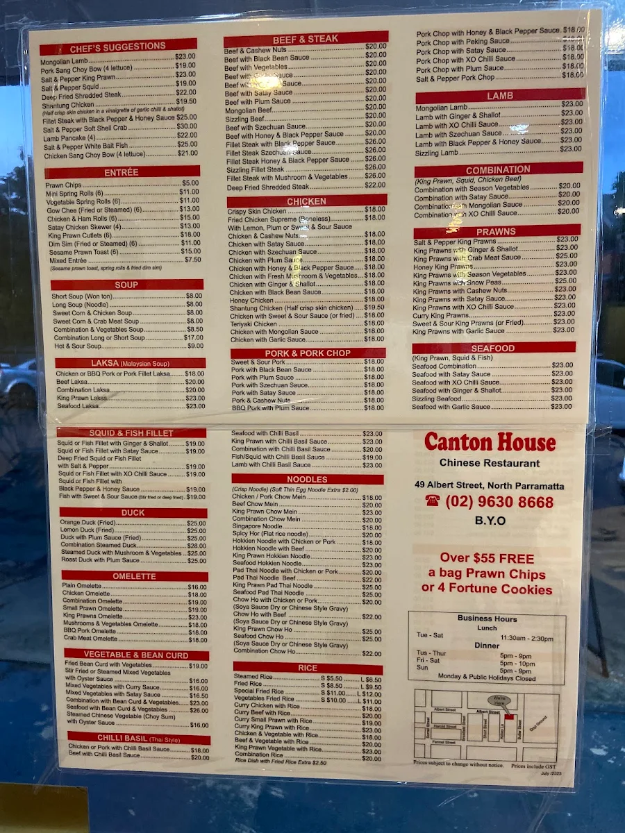 Menu, Canton House