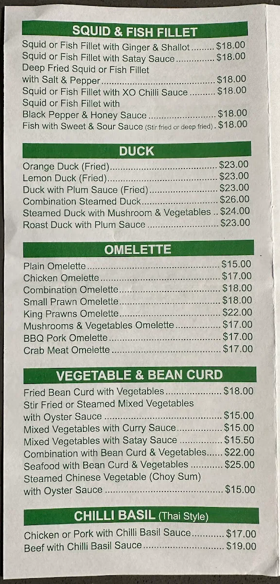 Menu, Canton House