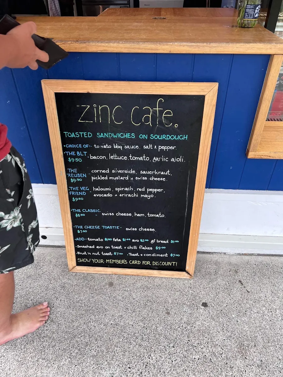 Menu, Zinc Café