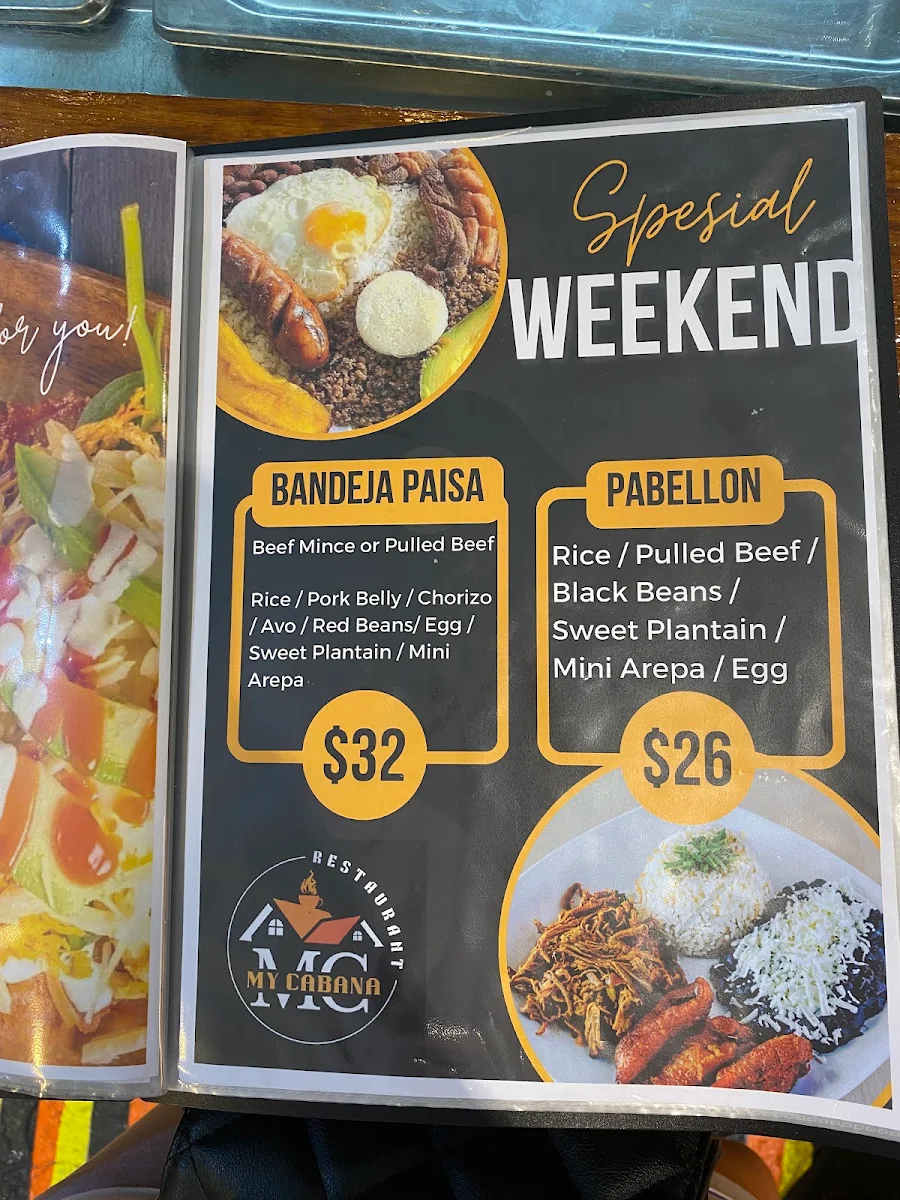 Menu, MY CABANA
