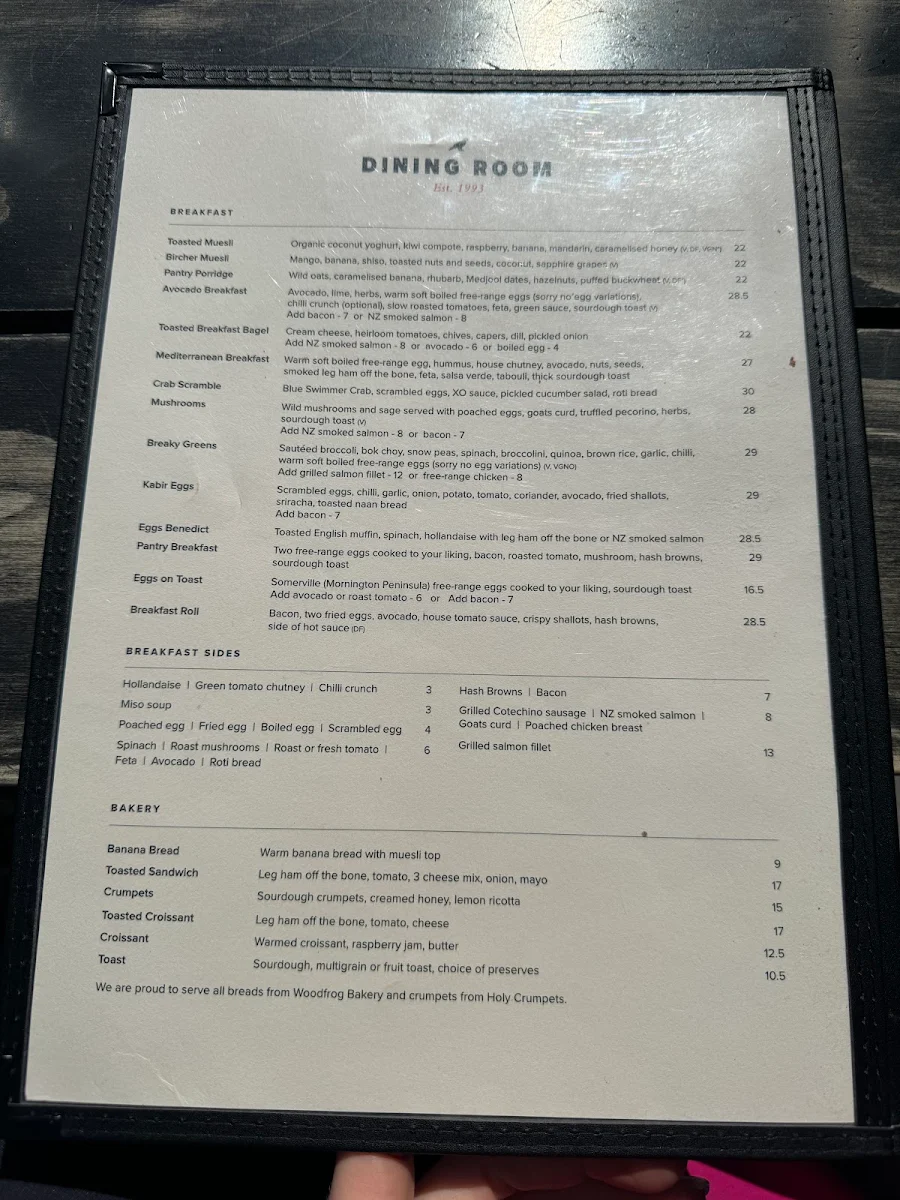 Menu, Pantry