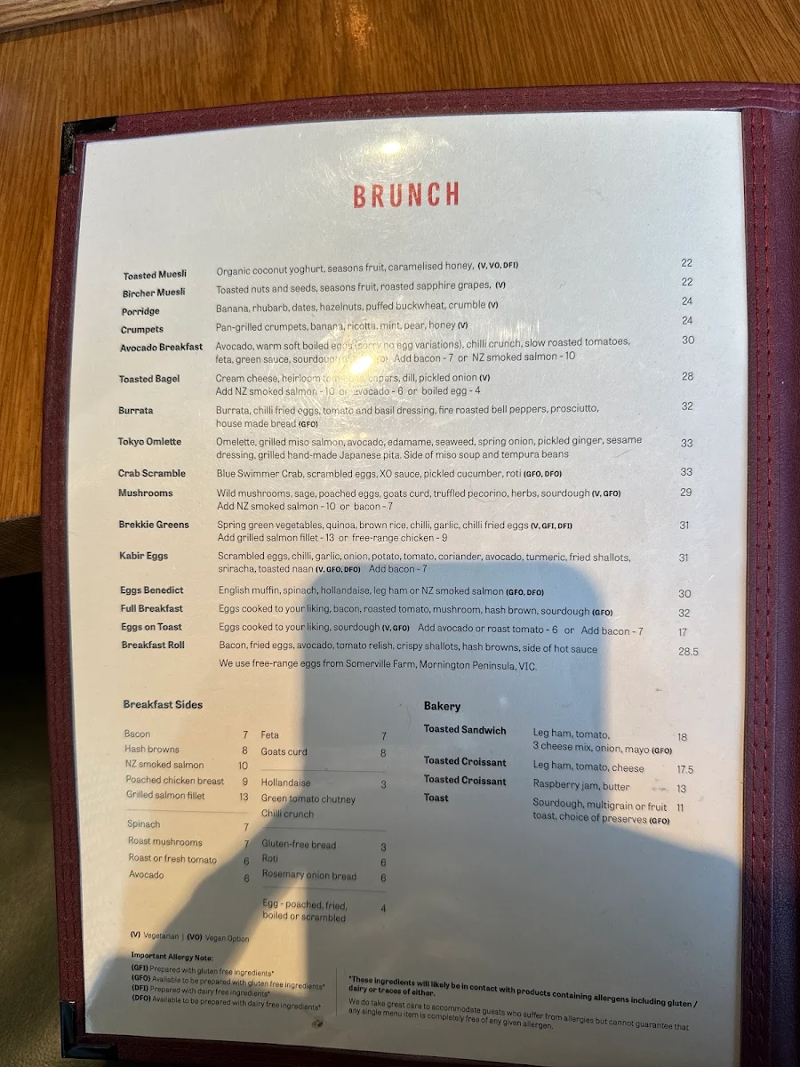 Menu, Pantry