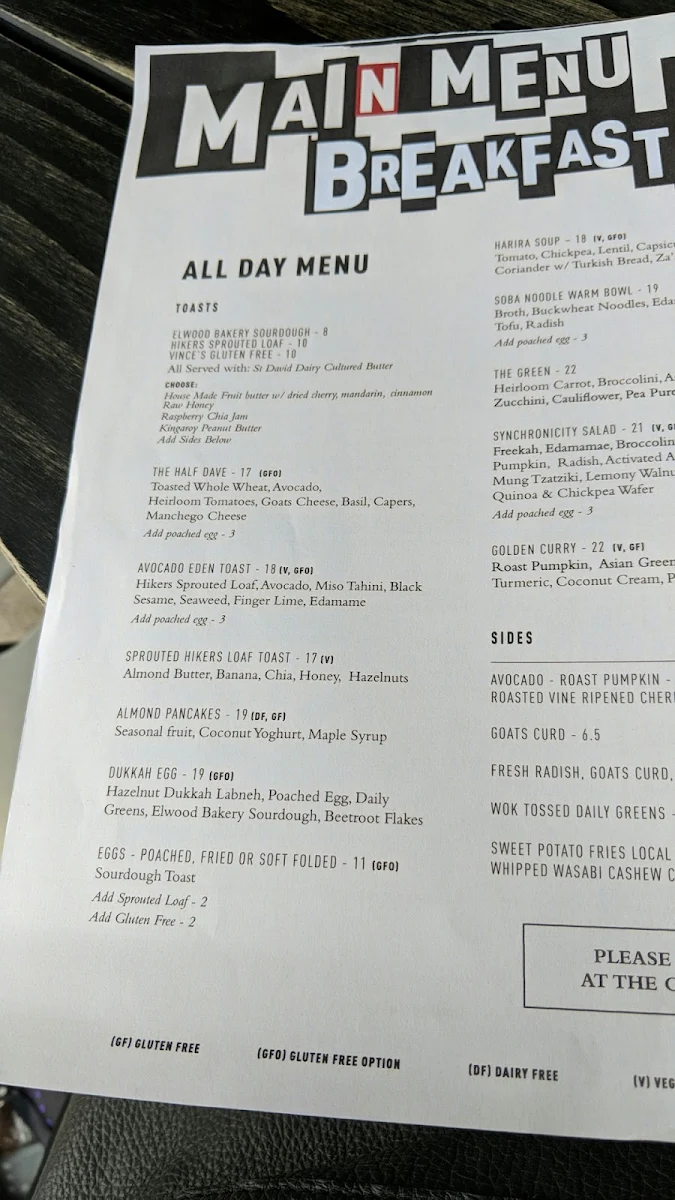 Menu, Pantry