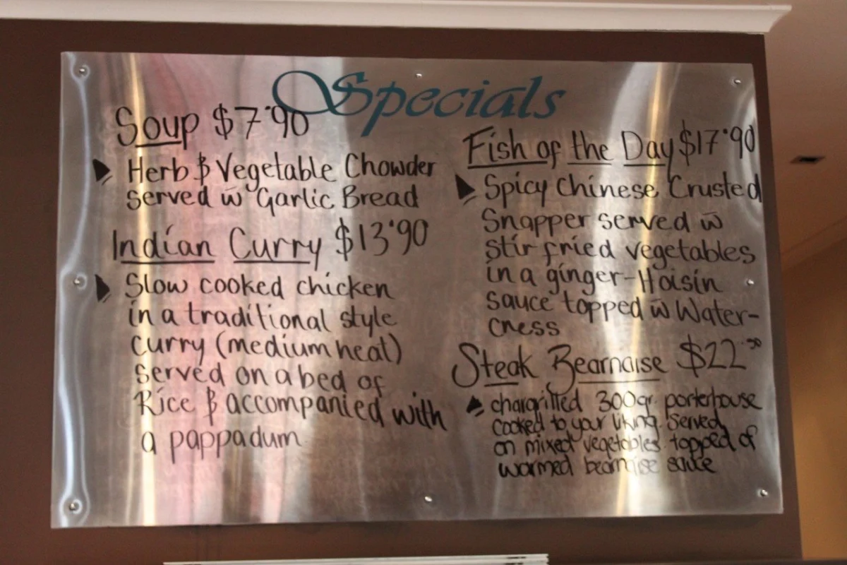 Menu, Maranello Cafe