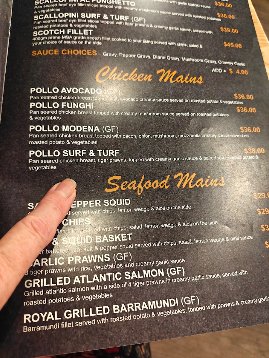 Menu, Maranello Cafe