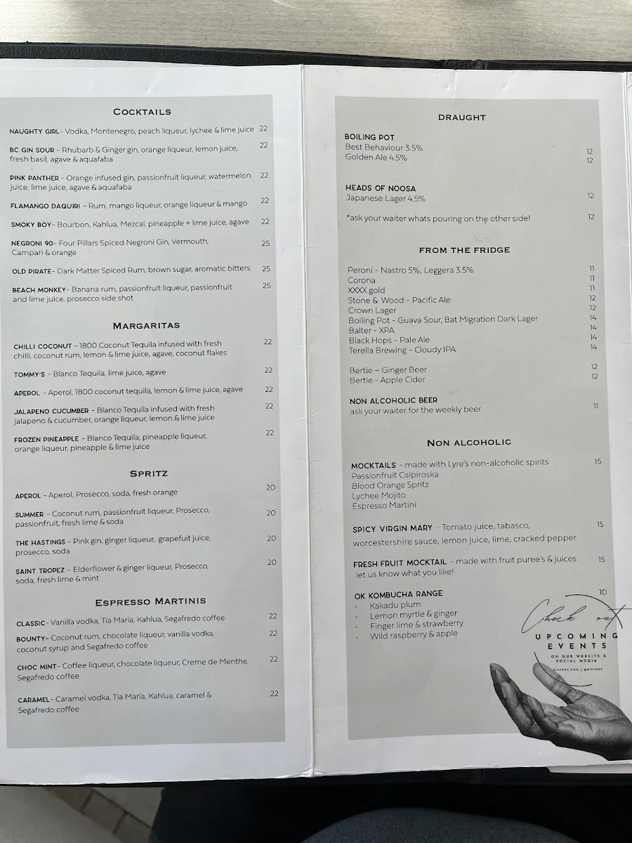 Menu, Bistro C