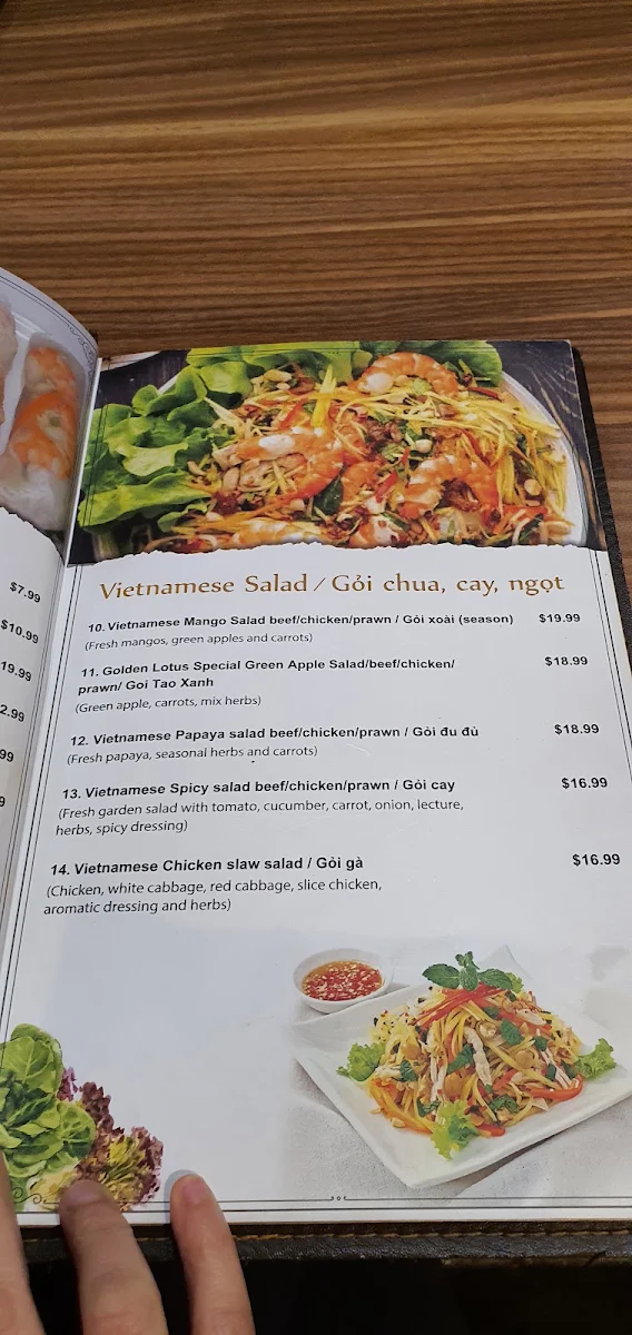 Menu, Golden Lotus