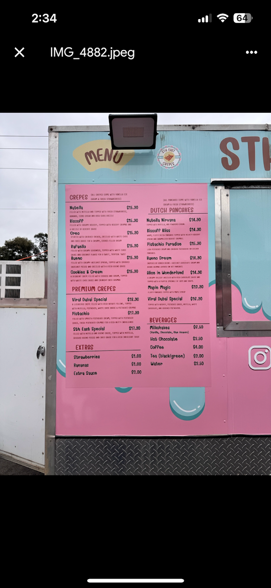 Menu, Sth East Crepes (Hallam)