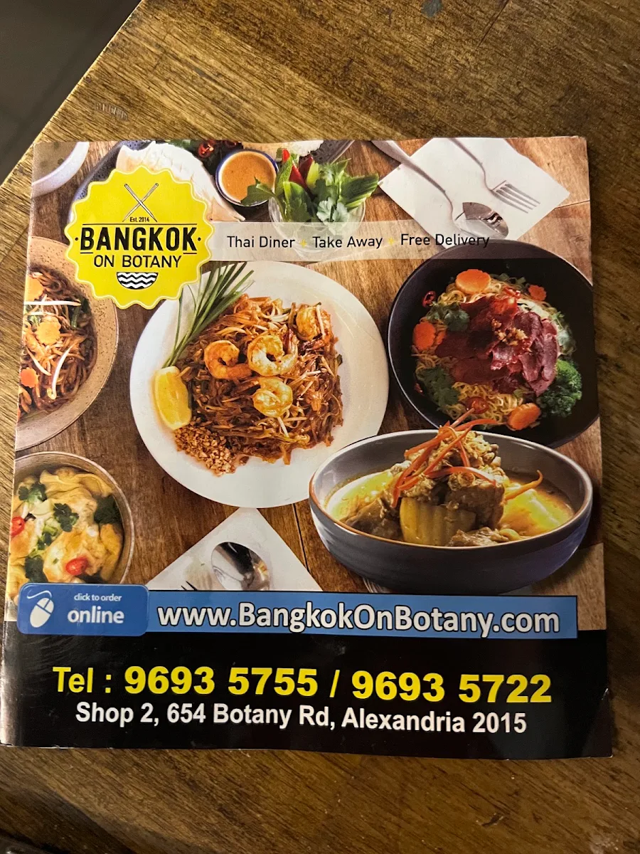 Menu, Bangkok on Botany