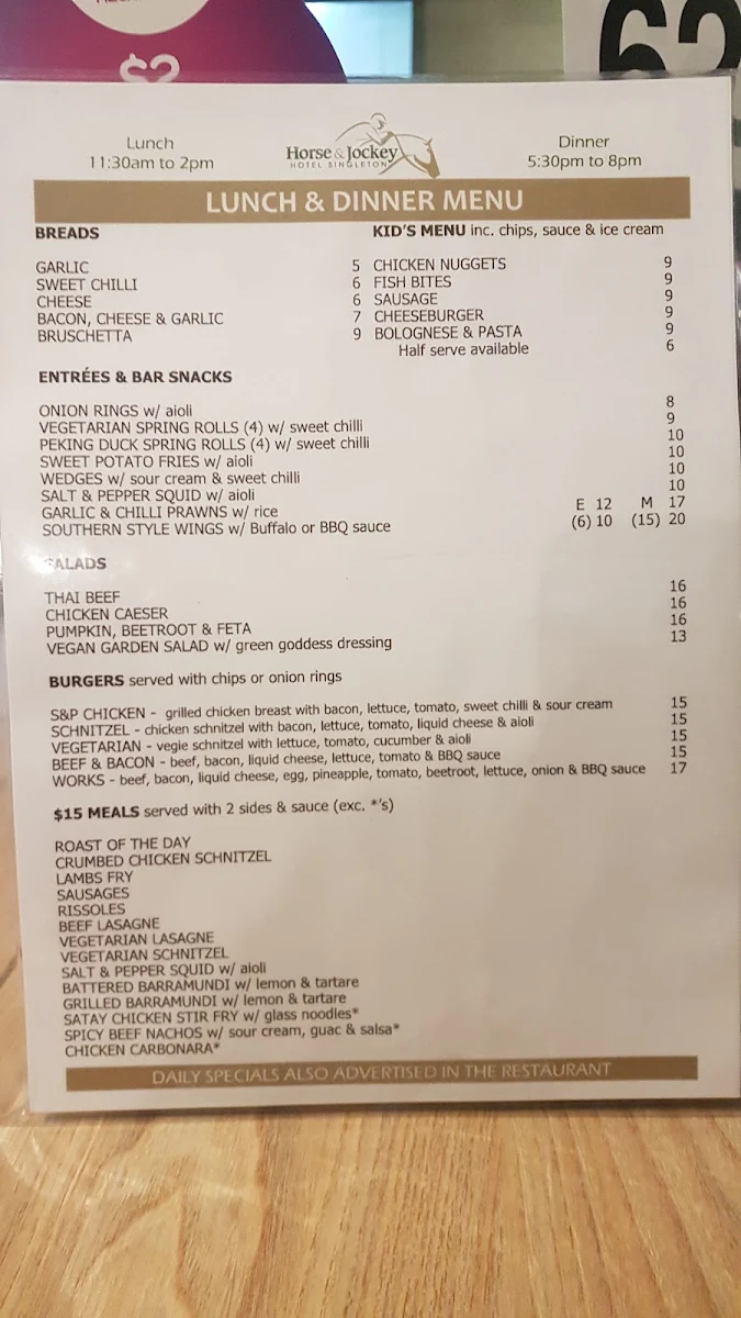 Menu, Horse and Jockey