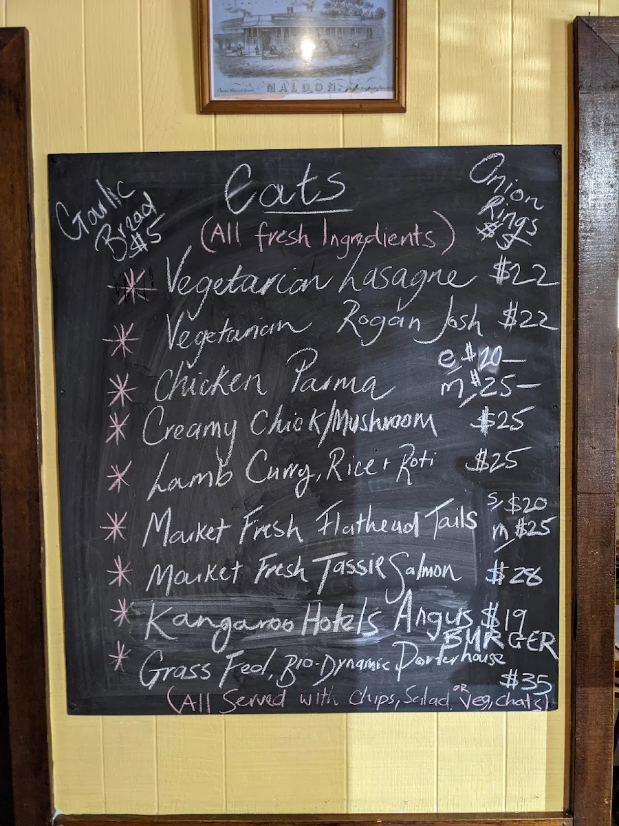 Menu, The Kangaroo Hotel