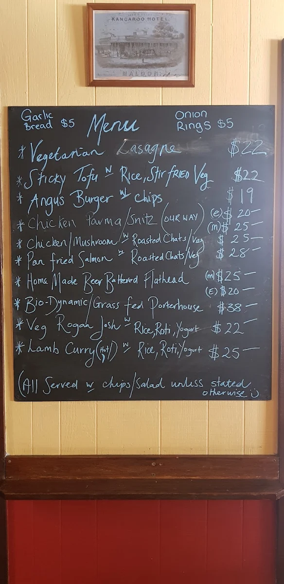 Menu, The Kangaroo Hotel
